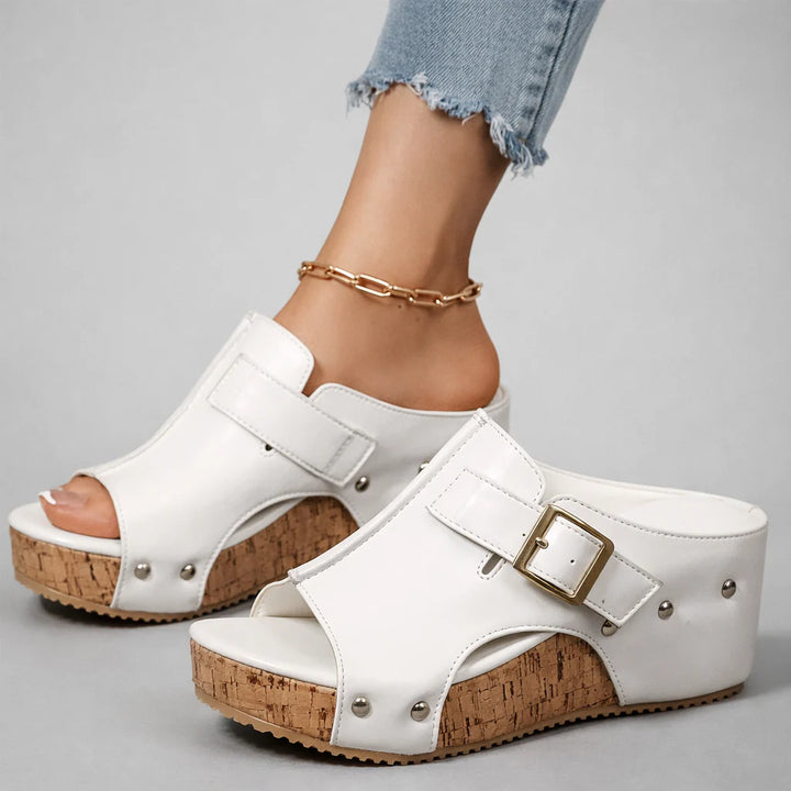 Sandales femme plateforme confort avec boucle style slip-on