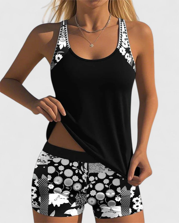 Ensemble Tankini Haut Et Short Imprimé Femme | Imprimé