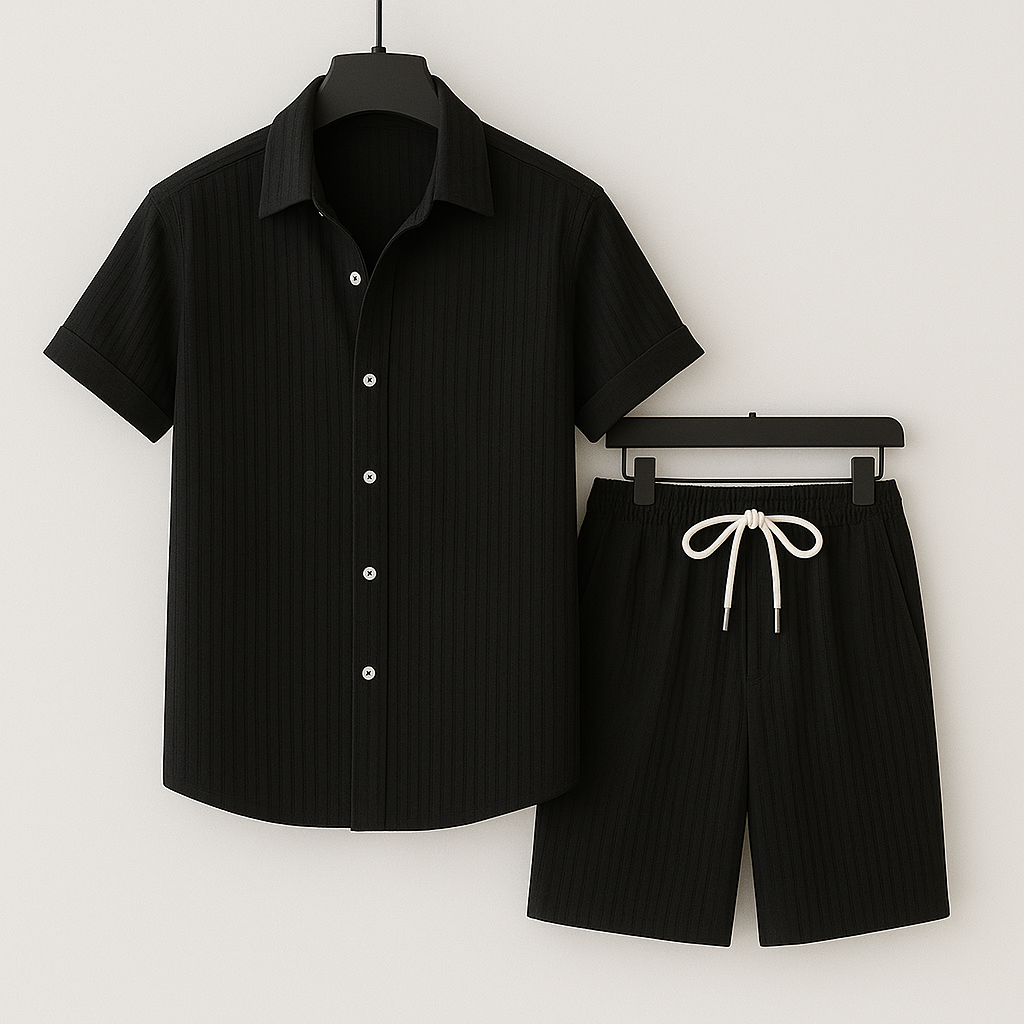 Ensemble homme été décontracté deux pièces t-shirt et short à cordon