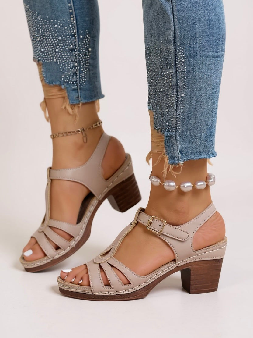 Sandales À Talon Carré Femme | Été