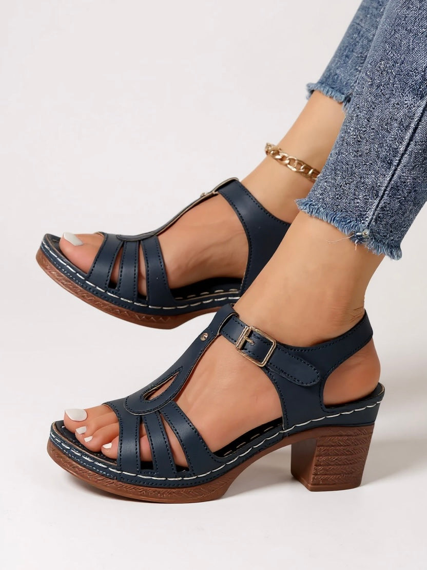 Sandales À Talon Carré Femme | Été