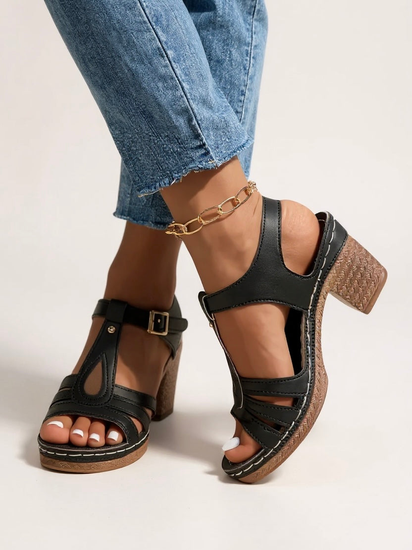 Sandales À Talon Carré Femme | Été
