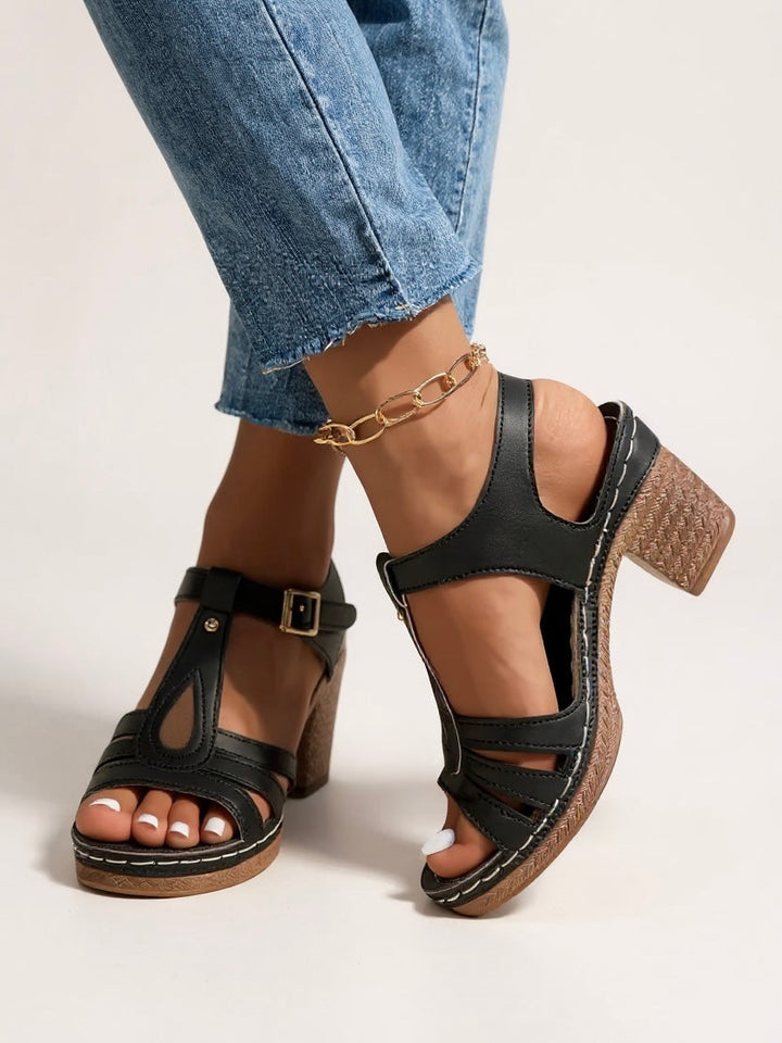 Sandales À Talon Carré Femme | Été