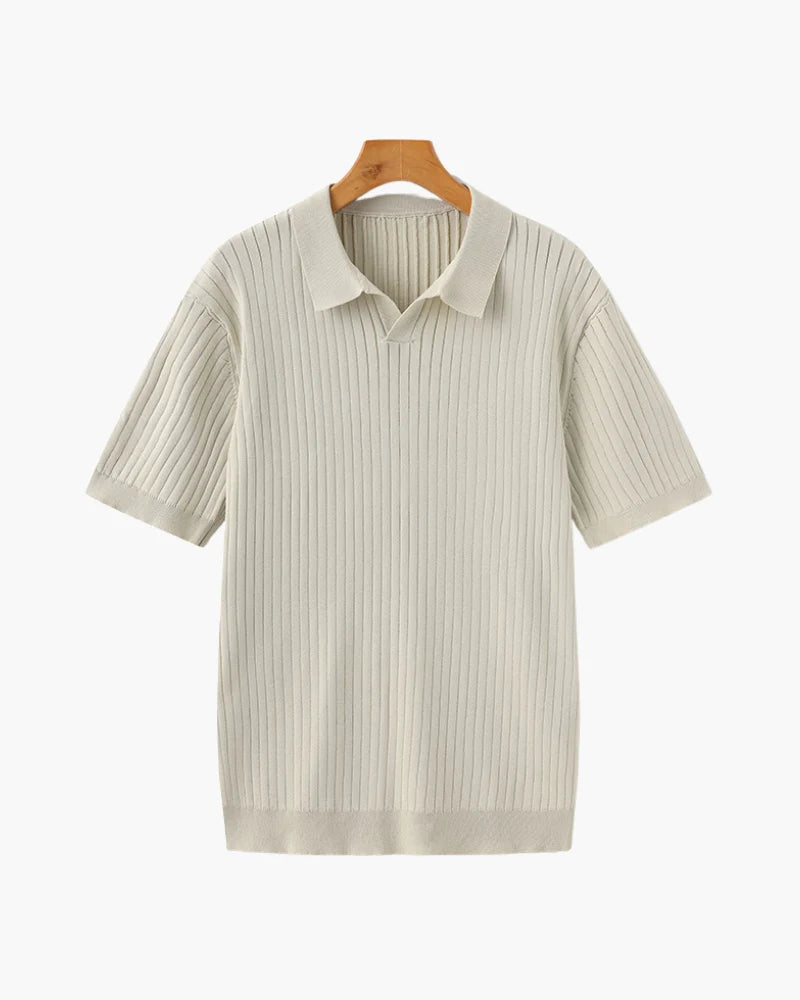 Polo homme maille côtelée coupe décontractée
