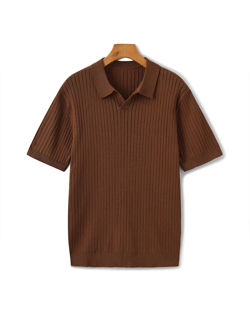 Polo homme maille côtelée coupe décontractée