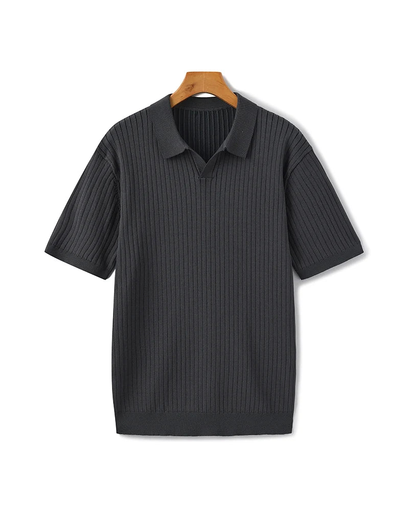 Polo homme maille côtelée coupe décontractée