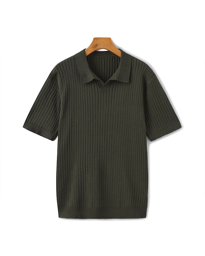 Polo homme maille côtelée coupe décontractée