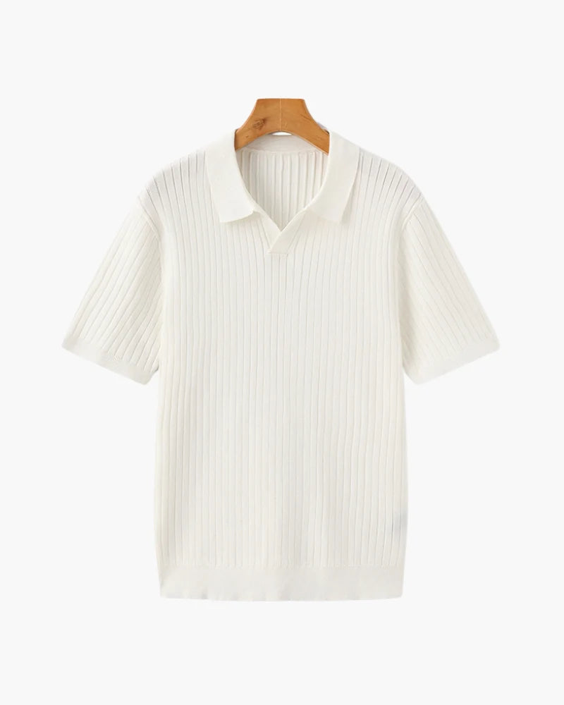 Polo homme maille côtelée coupe décontractée