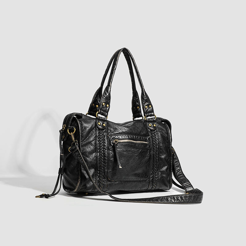 Sac femme grande bandoulière avec fermeture éclair | Tressé