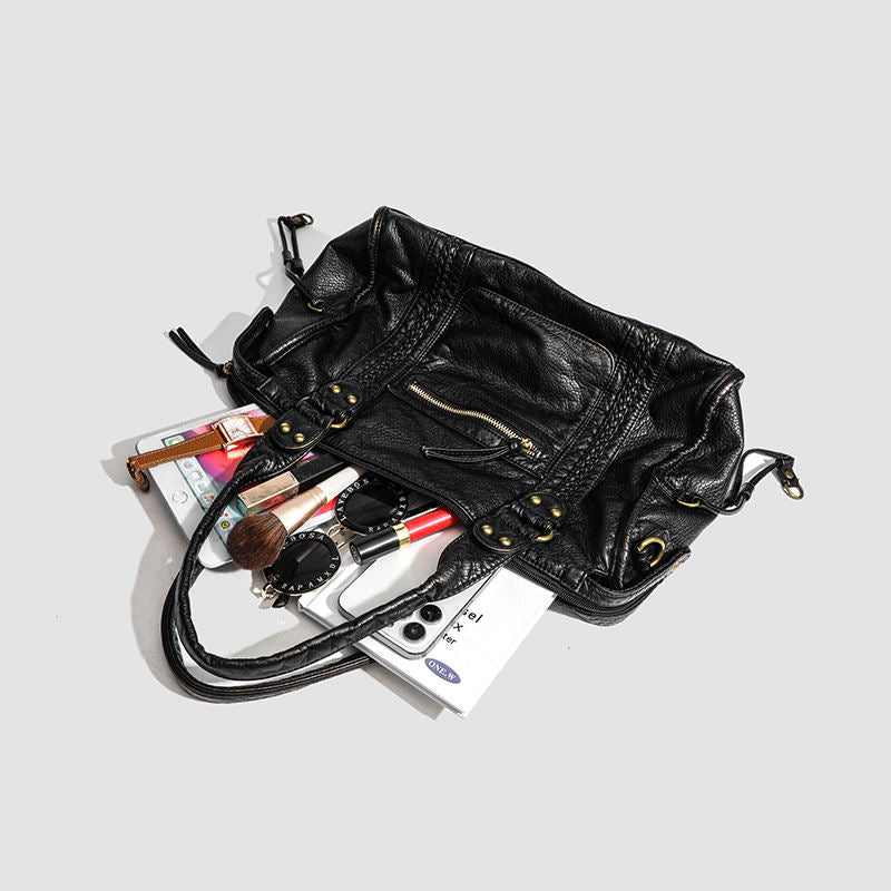 Sac femme grande bandoulière avec fermeture éclair | Tressé