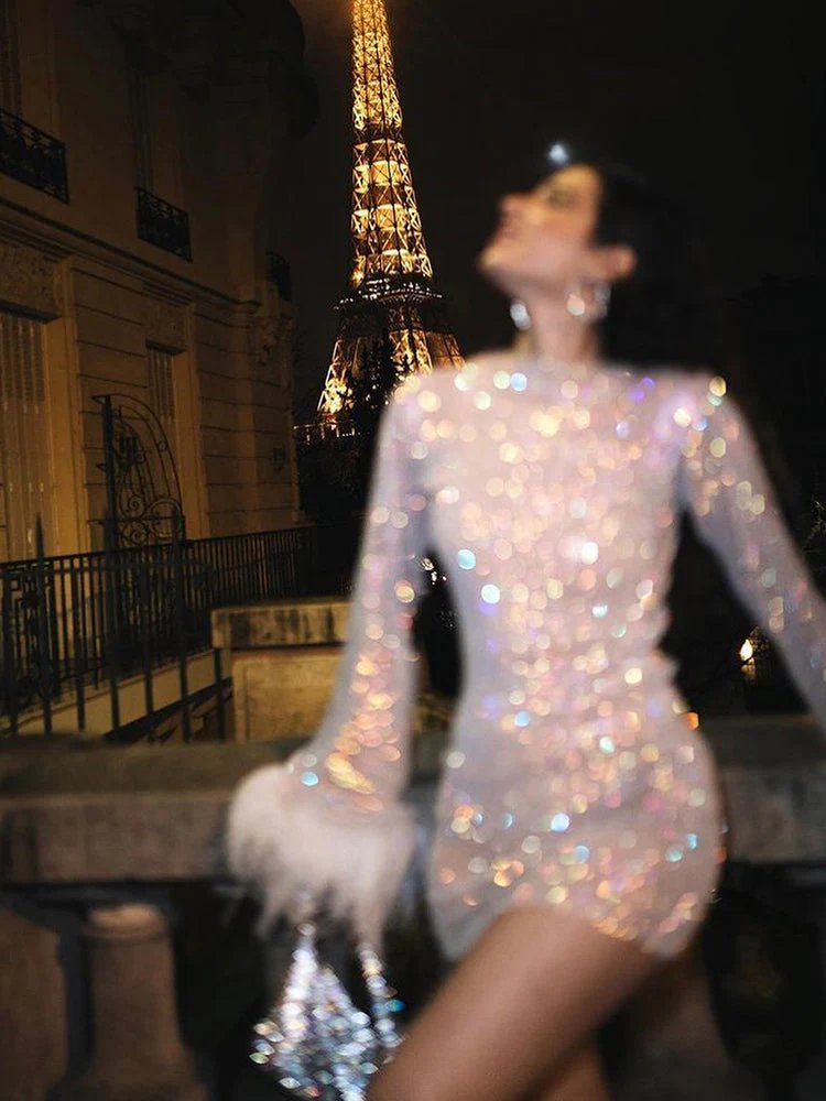 Robe De Soirée À Sequins Femme | Mini