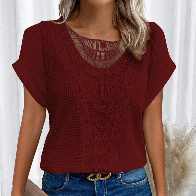 Haut En Dentelle Femme | Manches Courtes