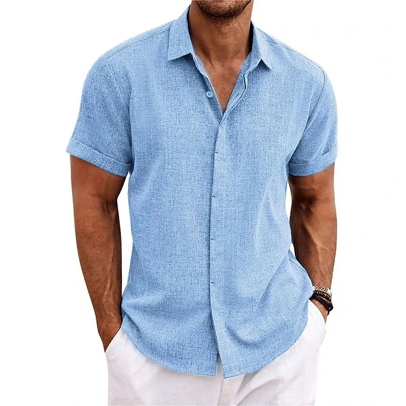 Chemise homme manches courtes boutonnée style décontracté