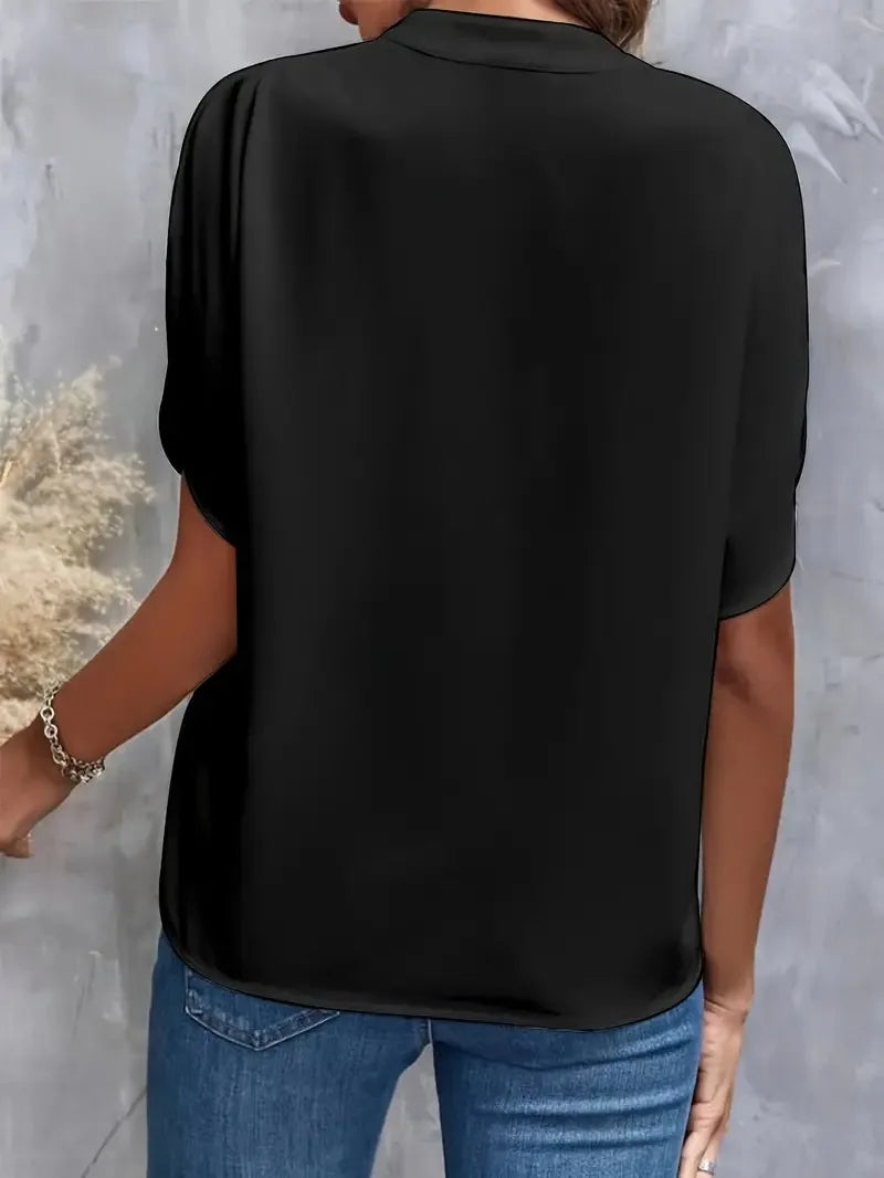 Haut col V femme | manches courtes