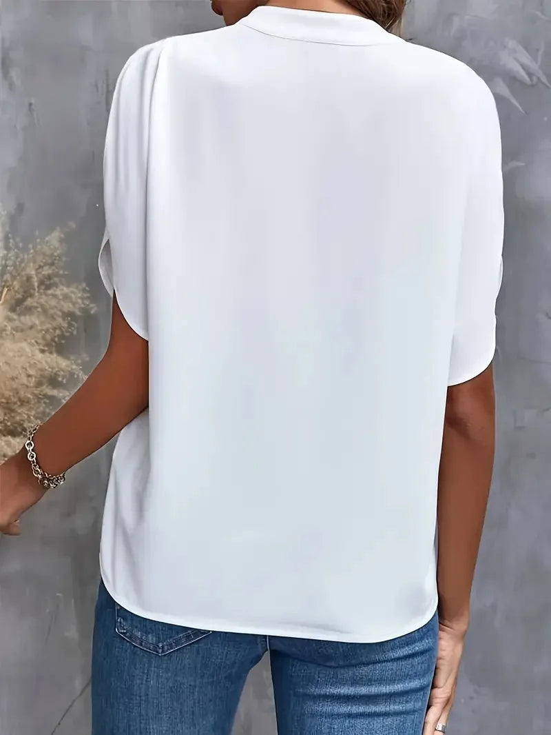 Haut col V femme | manches courtes