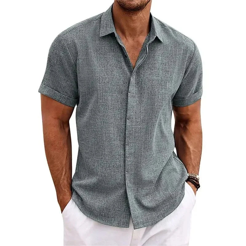Chemise homme manches courtes boutonnée style décontracté