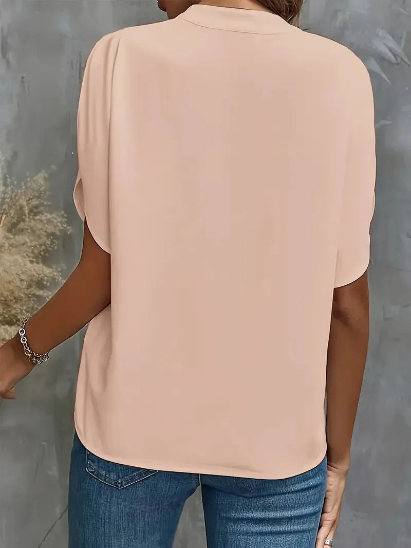 Haut col V femme | manches courtes