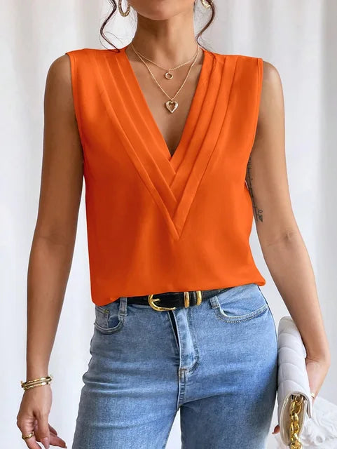 Haut Sans Manches Femme | Col V