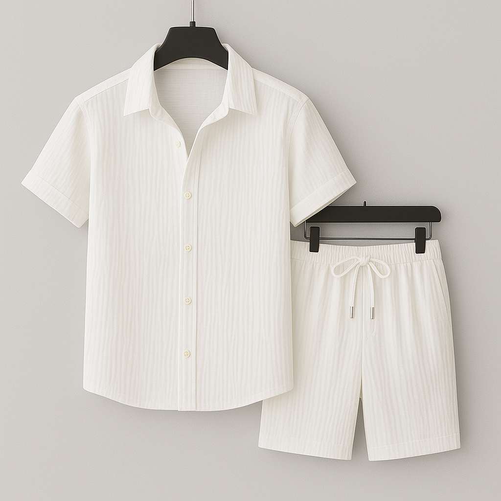 Ensemble homme été décontracté deux pièces t-shirt et short à cordon
