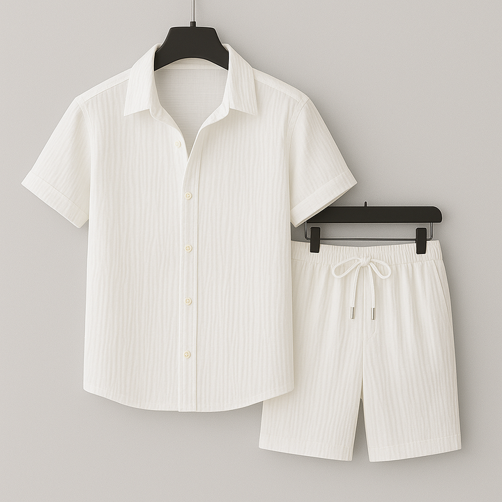 Ensemble homme été décontracté deux pièces t-shirt et short à cordon