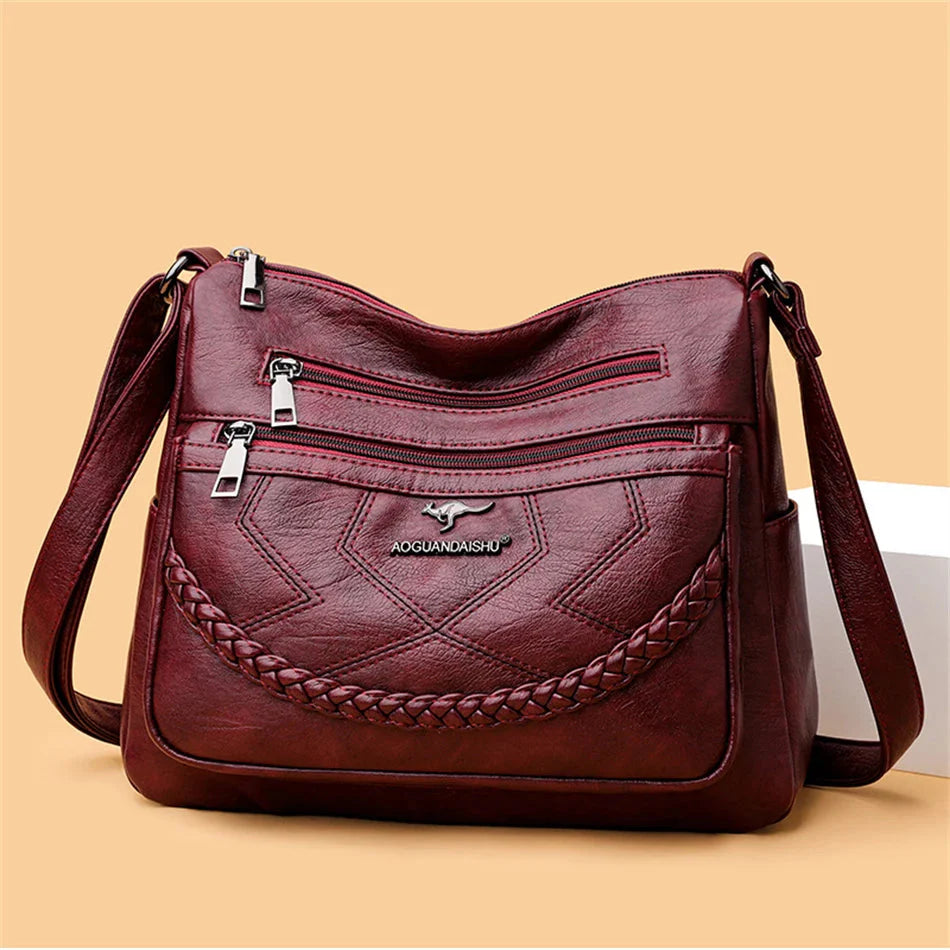 Sac bandoulière femme multi-poches avec fermeture éclair