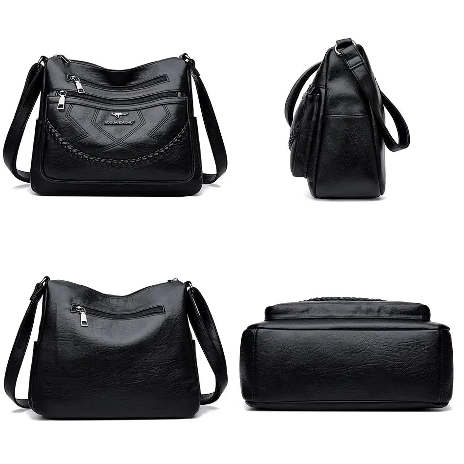 Sac bandoulière femme multi-poches avec fermeture éclair