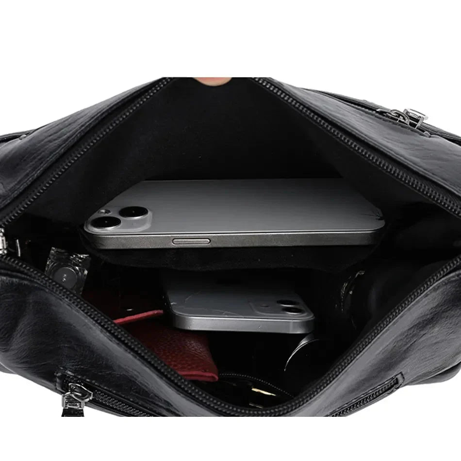 Sac bandoulière femme multi-poches avec fermeture éclair