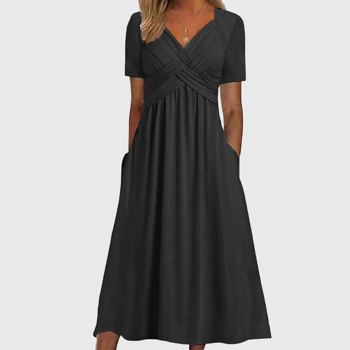 Robe midi femme grise, vue de face