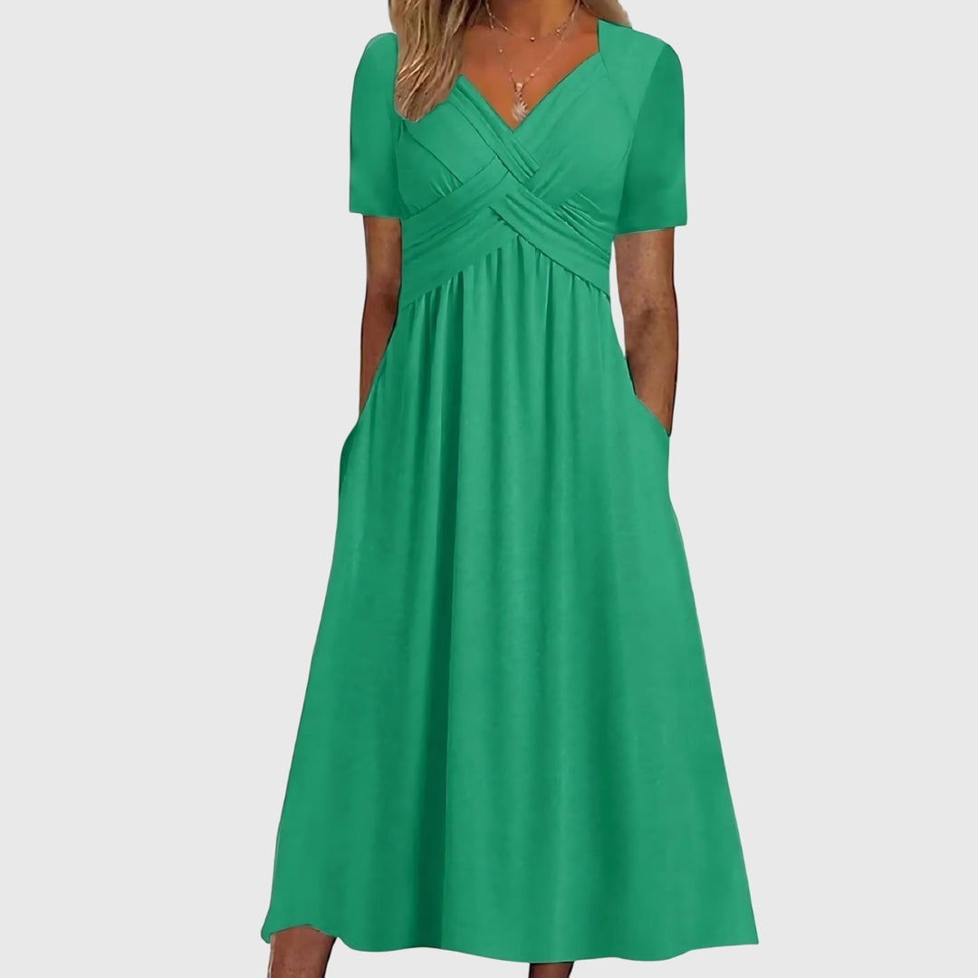 Robe midi femme rose, vue de face