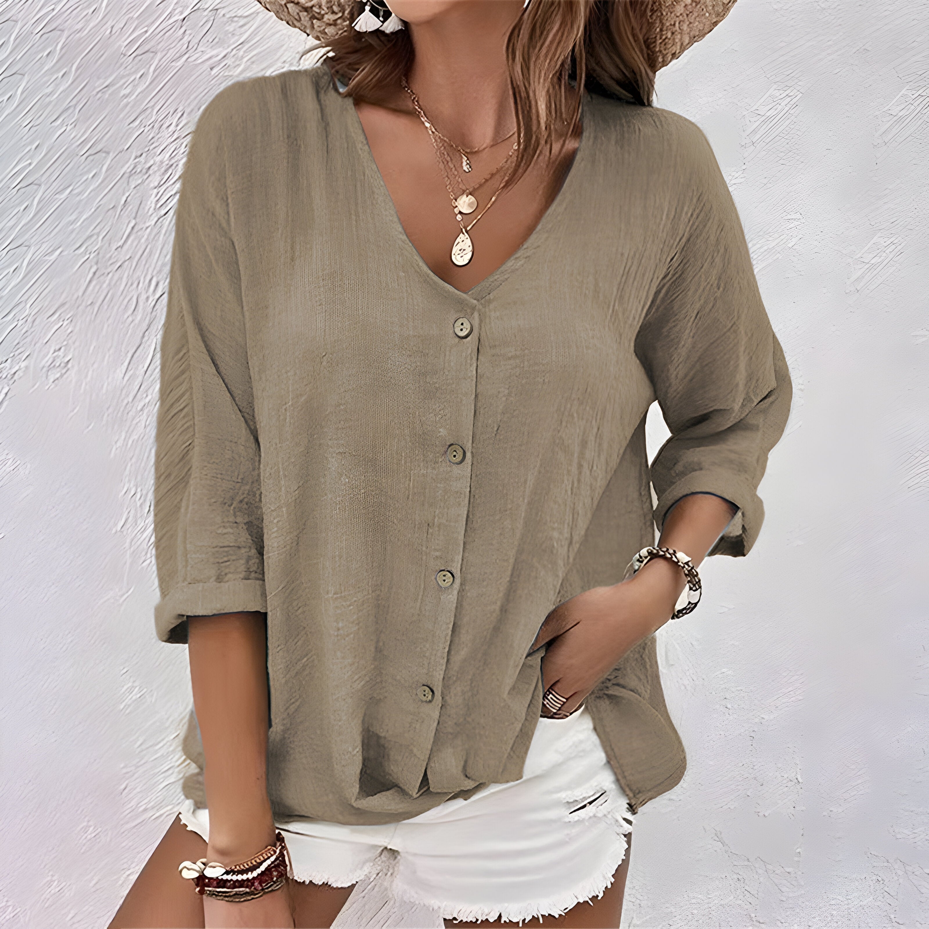 Blouse Col V Femme | Été