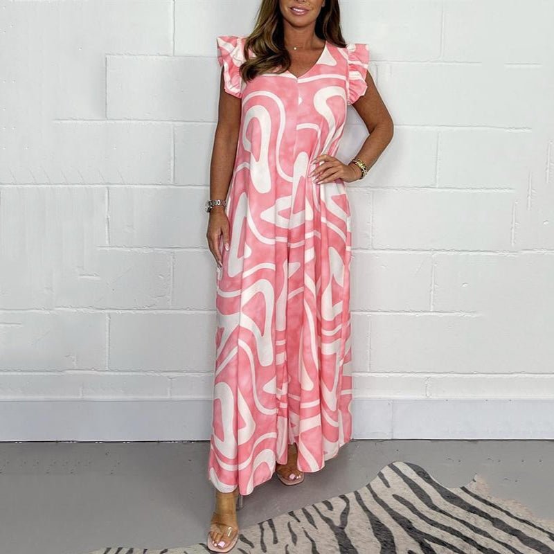 Robe Imprimée Col V Femme | Maxi