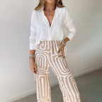 Pantalon Taille Haute Jambe Large Femme | Imprimé