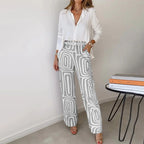 Pantalon Taille Haute Jambe Large Femme | Imprimé